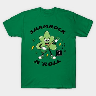 Shamrock And Roll Cartoon Retro T-Shirt